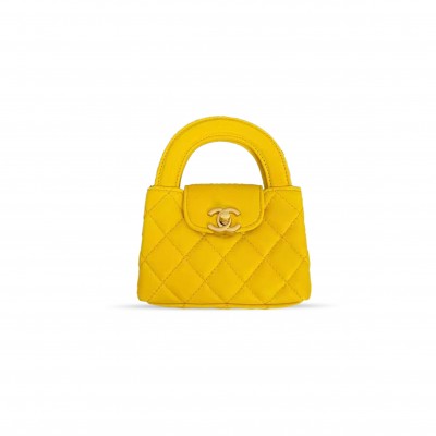 CHANEL SHINY AGED CALFSKIN QUILTED KELLY MINI NANO SHOPPER AP3435 (12.5*8*4cm)